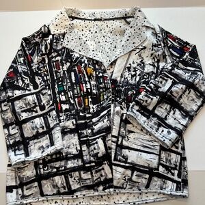 Lemon Grass Reversible Modern Art Jacket Blazer M